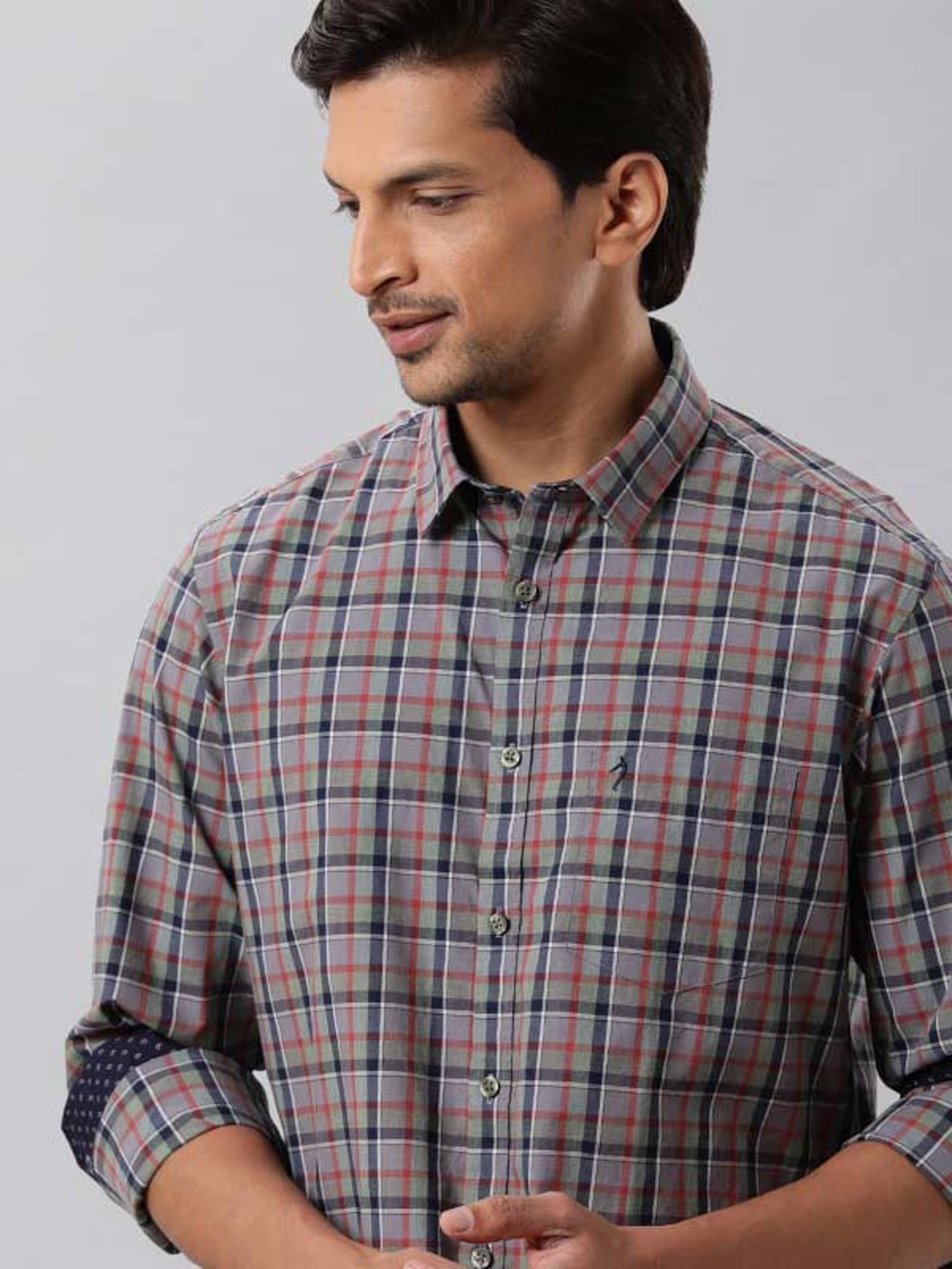 Buy Men Checked Full Sleeve Cotton Shirt Online | Indian Terrain